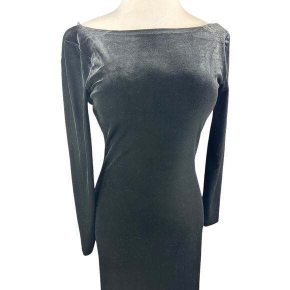 Vtg Lauren Ralph Lauren Velvet Black Maxi Dress Drape Back Evening Gown Medium - Picture 6 of 15